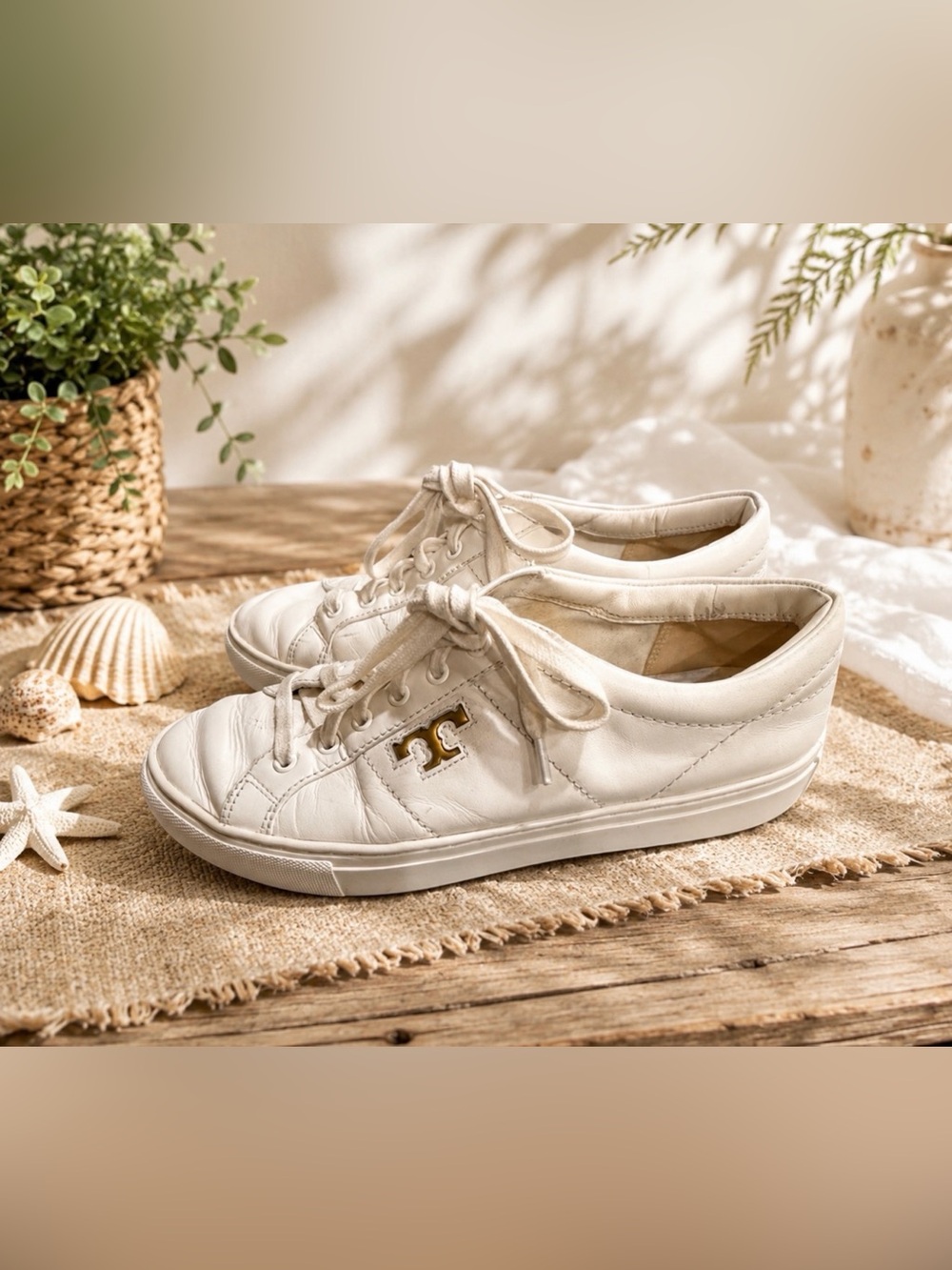 Tory Burch White leather amalia Sneakers Classic Low-Top Design size 8